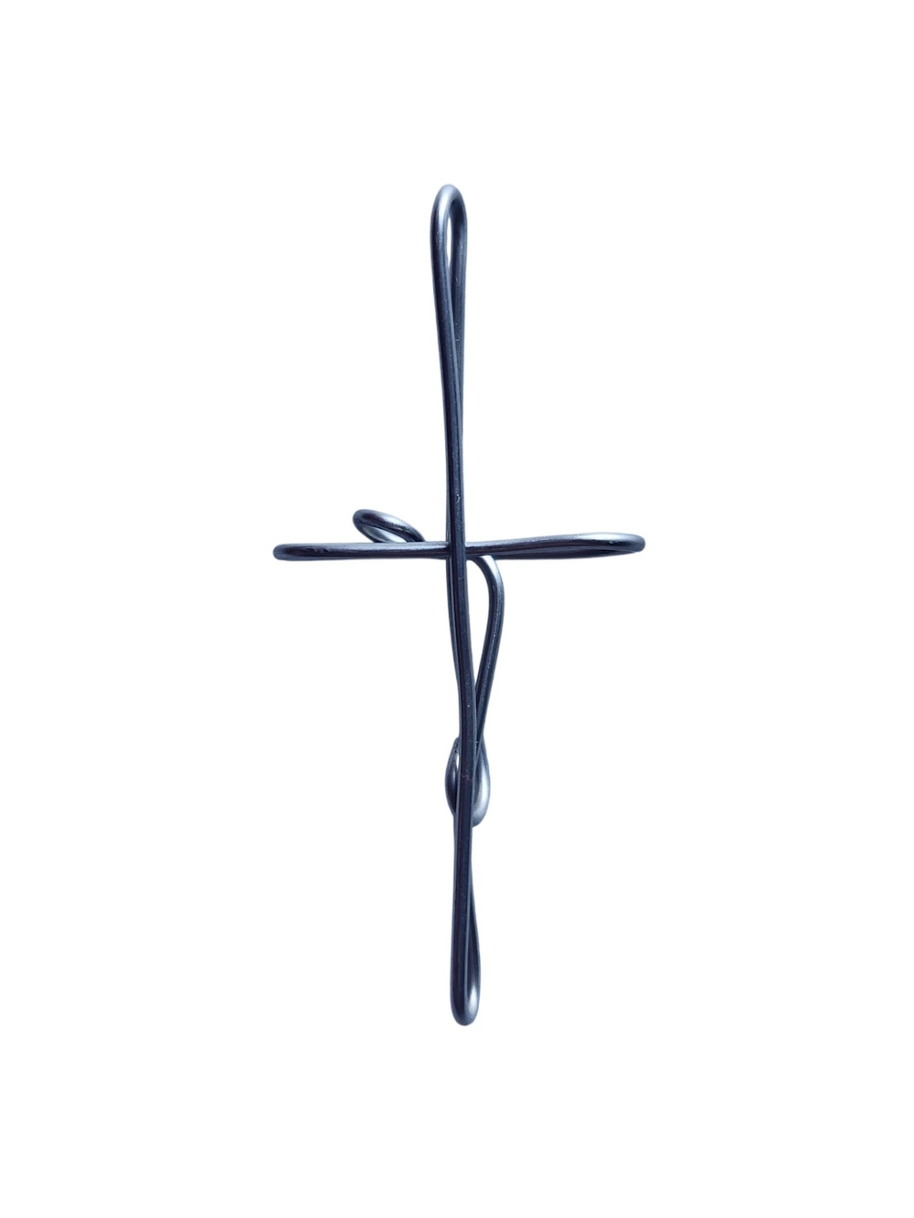 Modern Sculptural Cross Pendant in Stainless Steel